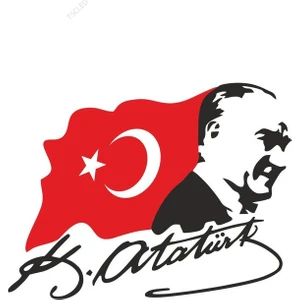 Tsc Mustafa Kemal Atatürk ve Türk Bayrağı Sticker 18 cm