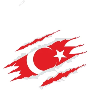 Tsc Türk Bayrağı Pençe Izi Türk Bayrağı Sticker 18 cm