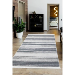 Diji Dekor Dijidekor 9026 Gri Saçaklı Dijital Halı Kaymaz Yıkanabilir İskandinav Yolluk 180X450