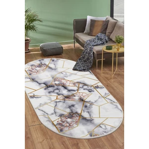 Diji Dekor Dijidekor Gold Kristal Saçaksız Dijital Oval Halı Kaymaz Yıkanabilir İskandinav Yolluk 180X450