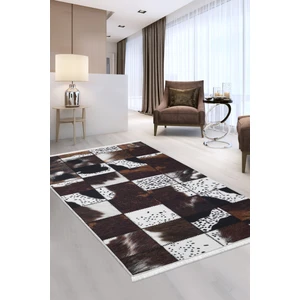Diji Dekor Dijidekor DR01 Kahve Saçaklı Dijital Halı Kaymaz Yıkanabilir Iskandinav Yolluk 180X450