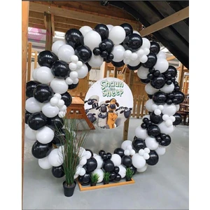 Bal10 Dünyası Pastel Siyah ve Beyaz Balon Zinciri 70 Adet + 5 mt Balon Zinciri