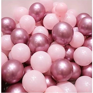 Bal10 Dünyası Krom Pembe ve Makaron (Pastel) Pembe Renk Balon 20 Adet