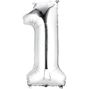 Eğlence Marketi 40'' 100 cm Gümüş Folyo Rakam Balon 1