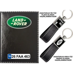 Promosyon Denizi Plakanıza Özel Land Rover Logolu Siyah Ruhsat Kabı ve Anahtarlık