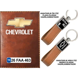 Promosyon Denizi Plakanıza Özel Chevrolet Logolu Taba Ruhsat Kabı ve Anahtarlık