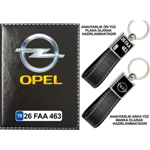 Promosyon Denizi Plakanıza Özel Opel  Logolu Siyah Ruhsat Kabı ve Anahtarlık