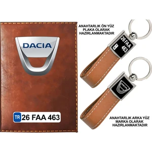 Promosyon Denizi Plakanıza Özel Dacıa Logolu Taba Ruhsat Kabı ve Anahtarlık