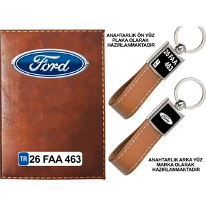 Promosyon Denizi Plakanıza Özel Ford Logolu Taba Ruhsat Kabı ve Anahtarlık