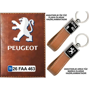 Promosyon Denizi Plakanıza Özel Peugeot Logolu Taba Ruhsat Kabı ve Anahtarlık