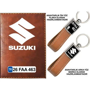 Promosyon Denizi Plakanıza Özel  Suzuki  Logolu Taba Ruhsat Kabı ve Anahtarlık