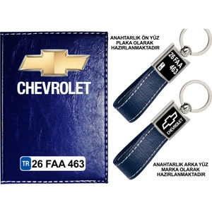 Promosyon Denizi Plakanıza Özel Chevrolet Logolu Lacivert Ruhsat Kabı ve Anahtarlık
