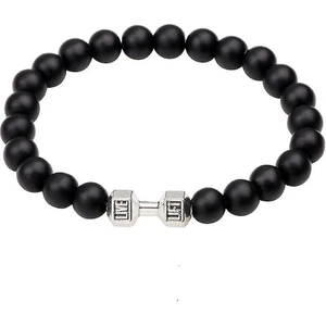 Jessieyou Mall Üç Dambıl Aksesuar Ile Siyah Buzlu Boncuk Bilezik (Yurt Dışından)