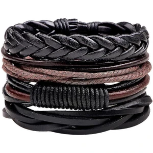 Jessieyou Mall 4 Adet / Takım Erkekler Için Dokuma Retro Deri Braclet (Yurt Dışından)