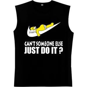 Tembel Baba Siyah Kesik Kol Kolsuz T-Shirt Atlet
