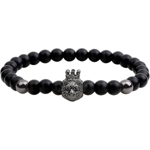 Jessieyou Mall Vintage Siyah Akik Boncuklu Bilezik Punk Aslan Başkanı Erkekler Için Ayarlanabilir Bilezik (Yurt Dışından)