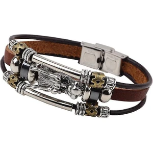 Jessieyou Mall Vintage Deri Trendy Ejderha Büyüleyici Bilezik Erkekler Için Çinko Alaşım Zincir Bileklik (Yurt Dışından)