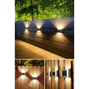 2ADET 6ledli Modern Solar Duvar Lamba Dekorasyon Aydınlatma Metal Aplik Güneş Enerji