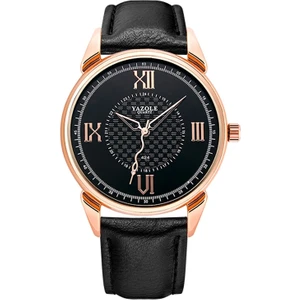 Yazol 424 Aydınlık El Kuvars Hareket Izle (Siyah Kadran + Siyah Kayış) (Yurt Dışından)