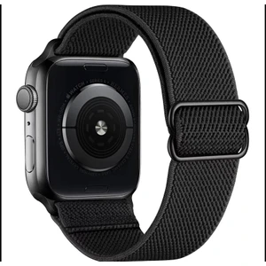 Gregoss Siyah Apple Watch 2,3,4,5,6,se,7 Seri UYUMLU(42/44/45MM) Elastik Tokalı Bez Kordon Kayış