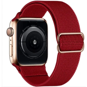Gregoss Kırmızı Apple Watch 2,3,4,5,6,se,7 Seri UYUMLU(42/44/45MM) Elastik Tokalı Bez Kordon Kayış