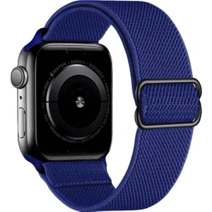 Gregoss Mavi Apple Watch 2,3,4,5,6,se,7 Seri UYUMLU(42/44/45MM) Elastik Tokalı Bez Kordon Kayış