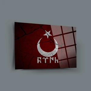 Srd Concept Göktürkçe Bayrak Cam Tablo-Göktürk Tablo