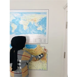 Türkiye Fikizi ve Dünya Fiziki Haritası Seti Akıllı Kağıt Tahta Dekoratif Eğitim Amaçlı