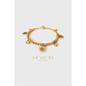 Asansörlü Boncuk Kordon Ağaç Gold Altın Kaplama Bileklik