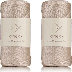 Premium Polyester Makrome Ipi 2 mm 2'li Set Sütlü Kahve, Makrome Ip, Makrame, Supla, Çanta Ipi, No:4