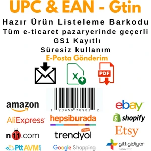 Upc Ean Gtin Barkodu Numarası Ürün Listeleme Barkodu 100 Adet