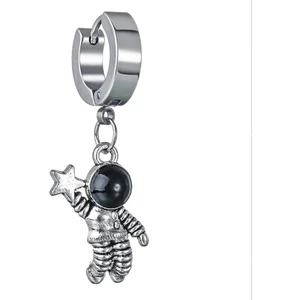 The Collection Unisex Paslanmaz Çelik Astronot Robot Sallantılı Halka Küpe