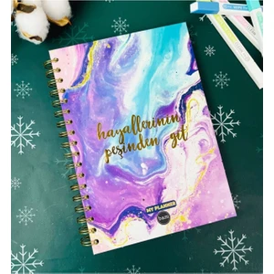 Hediye Ofisi Hayallerinin Peşinden Git Spiralli Sticker'lı Tarihsiz Konuşan Ajanda Haftalık Planlayıcı Defter 