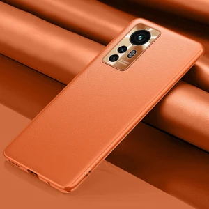 Xiaomi Mi 12 Pro 5g Düz Cilt Deri Telefon Kılıfı Için Siyah (Yurt Dışından)