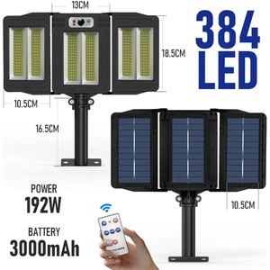 384LEDLI Solar Bahçe Aydınlatması Projektör Sokak Lambası Hareket Sensörlü Güneş Enerji