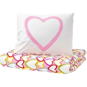 IKEA Tek Kişilik Çocuk Nevresim  Kalp Figürlü Renkli Tek Kişi -150X200/50X60 Cm-Çarşafsız,re