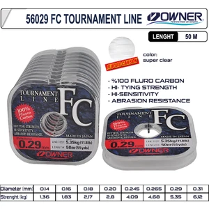 %100 Flourocarbon Misina Owner Tournament Fc 50M Super Clear