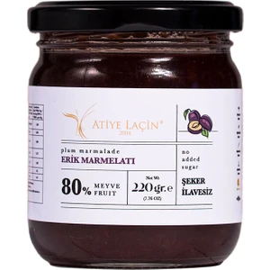 Atiye Laçin Erik Marmelatı 220 gr Şekersiz (%100 Doğal %80 Meyve ,Katkı Maddesi ,Renklendirici ve Koruyucu İçermez.)