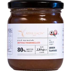 Atiye Laçin Şeftali Marmelatı 220 gr Şekersiz (%100 Doğal ,%80 Meyve ,Katkı Maddesi ,Renklendirici ve Koruyucu İçermez.)