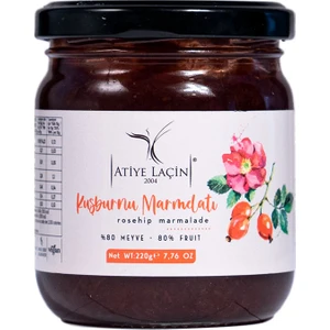Atiye Laçin Kuşburnu Marmelatı 220 gr (%100 Doğal ,%80 Meyve ,Katkı Maddesi ,Renklendirici ve Koruyucu İçermez.)