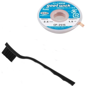 Antistatik Temizleme Fırçası ve Goot Wick CP-2515 Lehim Sökme Teli 2,5mm  Anakart Tamir Seti