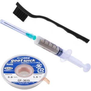 Goot Wick Anakart Tamir Seti Flux Lehim Toplama CP-3015 Lehim Sökme Teli 3mm Antistatik Fırça
