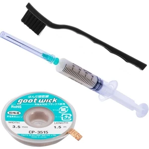 Goot Wick Anakart Tamir Seti Flux Lehim Toplama CP-3515 Lehim Sökme Teli 3,5mm Antistatik Fırça
