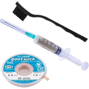 Goot Wick Anakart Tamir Seti Flux Lehim Toplama CP-2515 Lehim Sökme Teli 2,5mm Antistatik Fırça