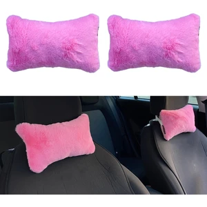 Oto Aksesuarcım Yumuşak Peluşlu Ortopedik Araba Seyahat Boyun Yastığı 2'li Pembe
