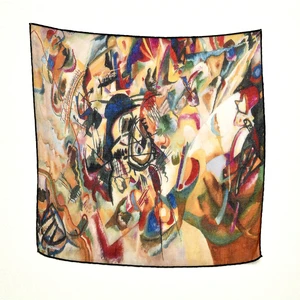 Lila Rosa Vasili Kandinski Desenli Bandana Fular