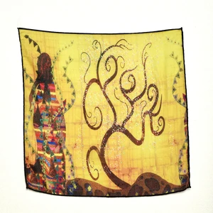 Lila Rosa Gustav Klimt Desenli Bandana Fular