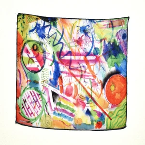 Lila Rosa Vasili Kandinski Desenli Bandana Fular