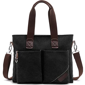 Çok Cepli Pamuklu Kanvas Omuz Çantası Düz Renk (Yurt Dışından)