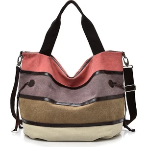 Fashion Smart Kanvas Çanta Kadın Çok Renkli Çizgili Ekose Tek Omuz Messenger Taşınabilir (Yurt Dışından)